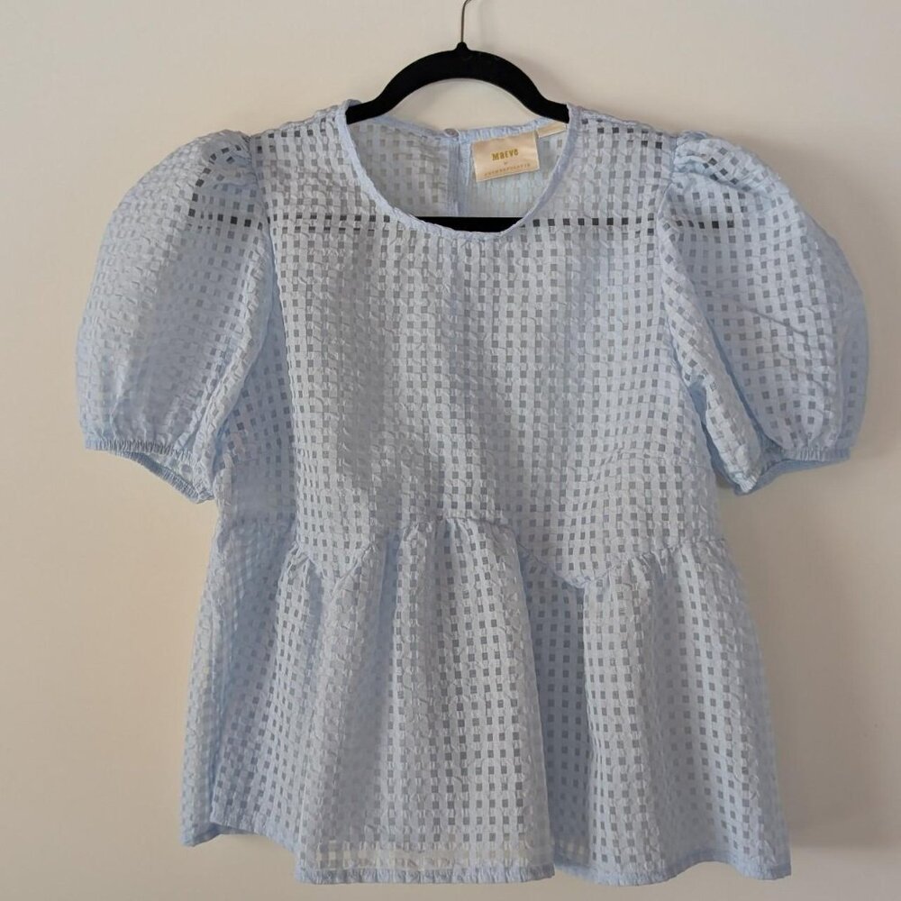 Maeve by Anthropologie 💙 Sheer Baby Doll Peplum Top